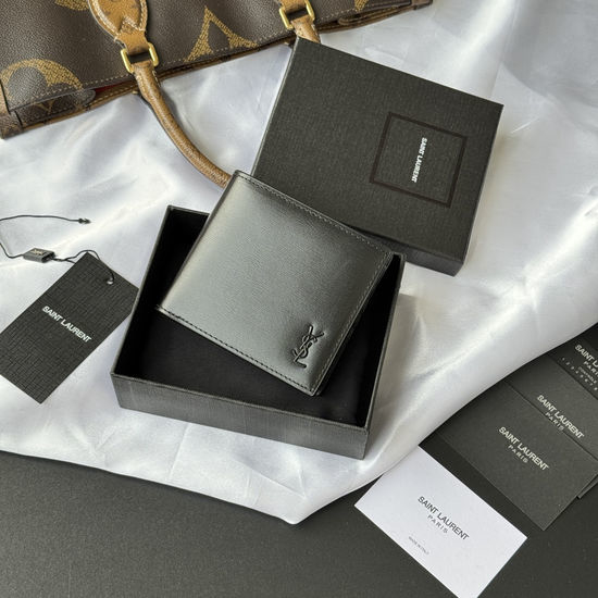 Yves Saint Laurent YSL MONOGRAM Fold Leather Wallet 607727