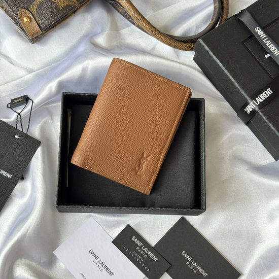 Yves Saint Laurent YSL Single-Fold Wallet with Small Grain Leather 19262