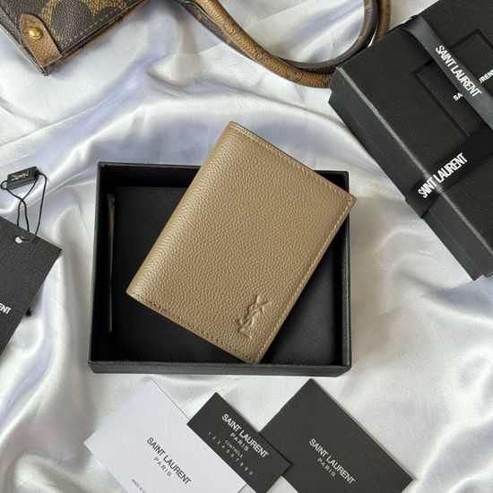 Yves Saint Laurent YSL Single-Fold Wallet with Small Grain Leather 19261
