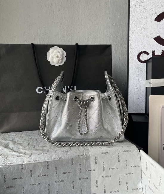 Chanel Hobo Quilted Leather Drawstring Bucket Bag AS5631