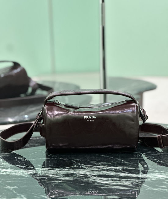 Prada Boston Oil Wax Leather Handbag 2VH188