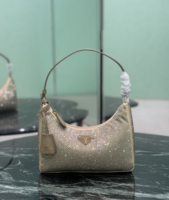 Prada Hobo Crystal Embellished Shoulder Bag 1NE204M