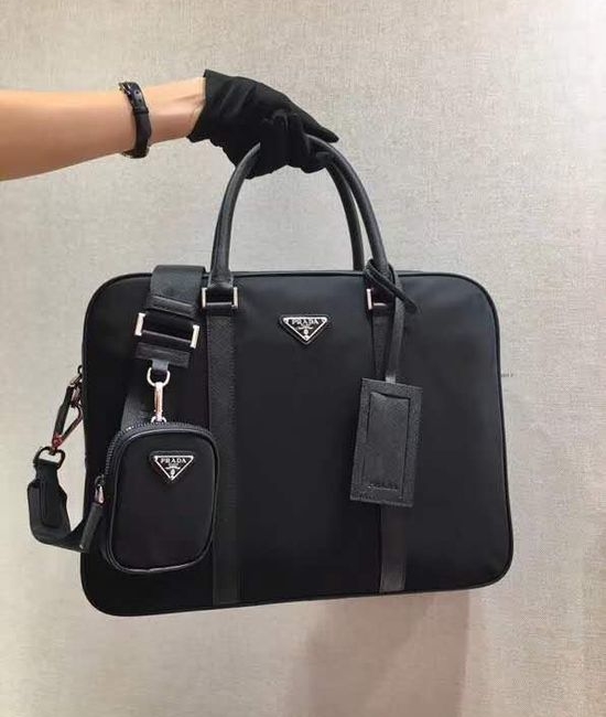 Prada Briefcase with Detachable Strap and Small Pendant 2VE871