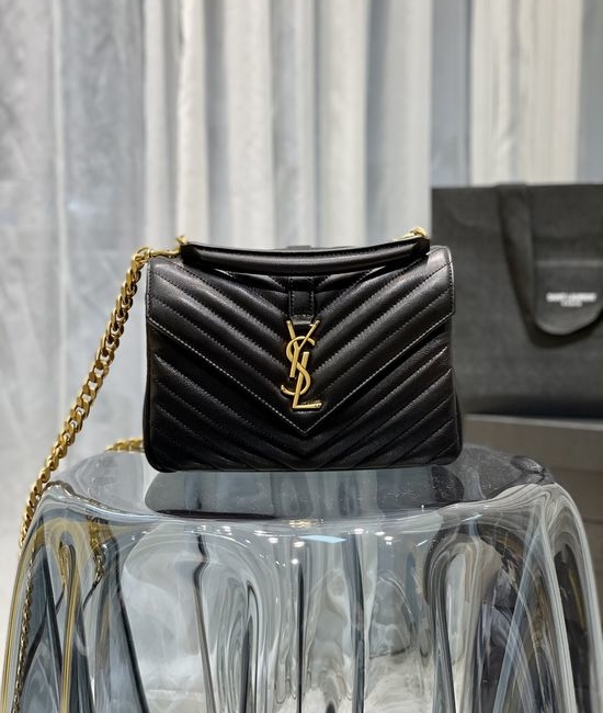 Yves Saint Laurent YSL Monogram College Black Gold Buckle Bag 392737