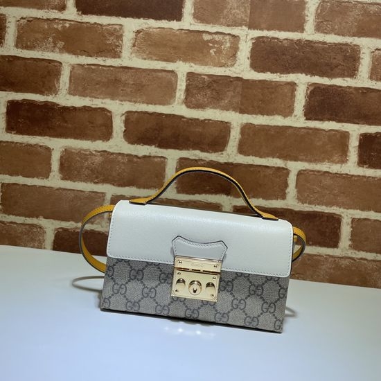 Gucci Colorblock Tote Bag Brown White Yellow 652683