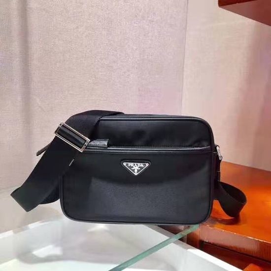 Prada Nylon Leather Trim Shoulder Bag 2VH048
