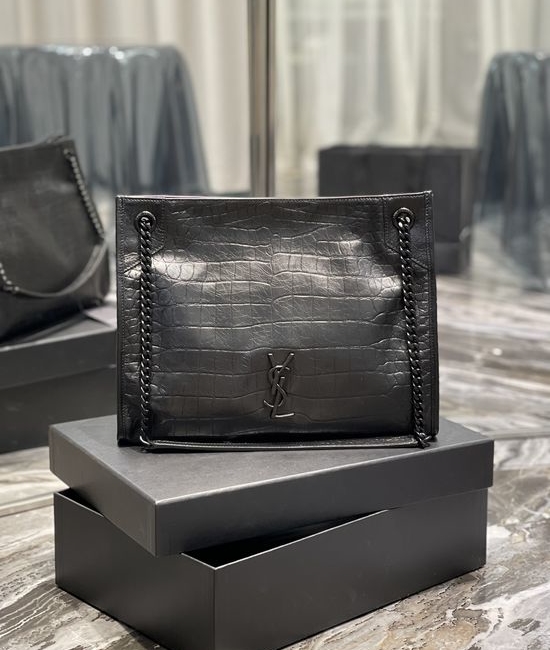 Yves Saint Laurent YSL Niki Crocodile Pattern Shopping Bag 577999
