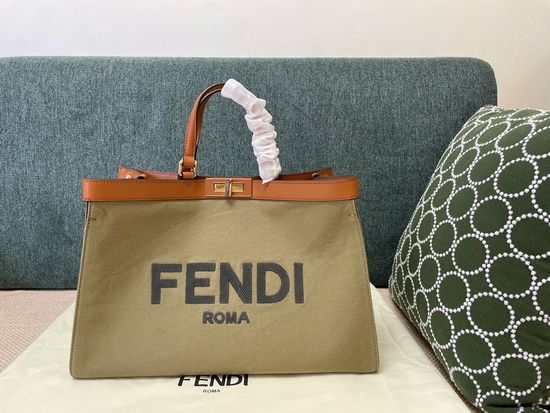 Fendi Peekaboo X-Tote Canvas Shopping Bag 674