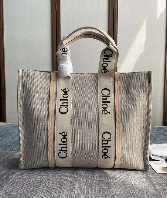 Chloe Woody Tote Bag Large Biscuit Pink 6044