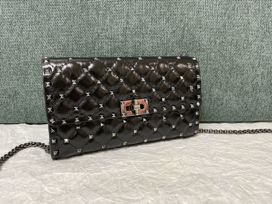 Valentino Riveted Lambskin Shoulder Clutch With Card Slots 0137