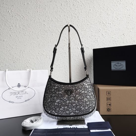 Prada Crystal Shoulder Bag Curved Silhouette 1BC169