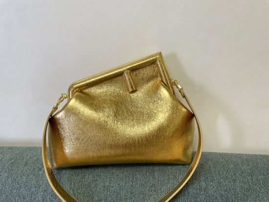 Fendi First Ruched Gold Large Handbag M80019