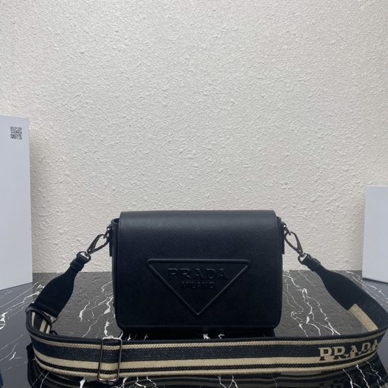 Prada Saffiano Leather Flap Crossbody Bag 2VD046