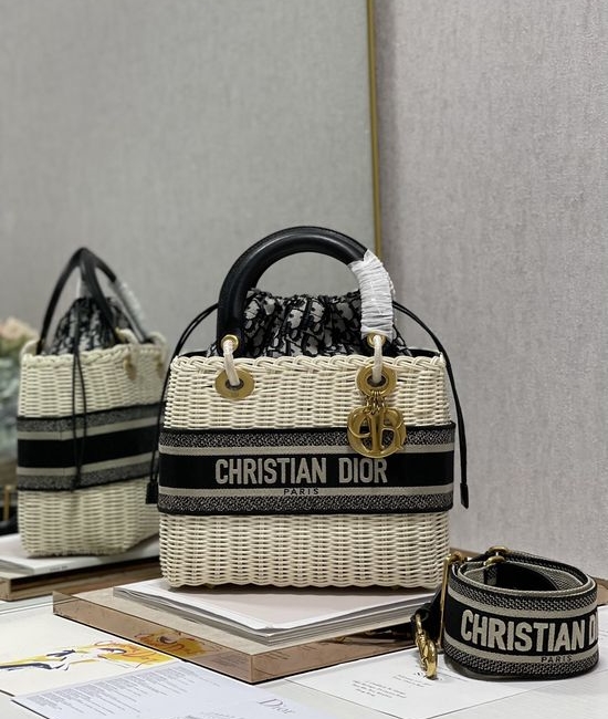 Christian Dior CD Wicker Five-grid Basket Bag