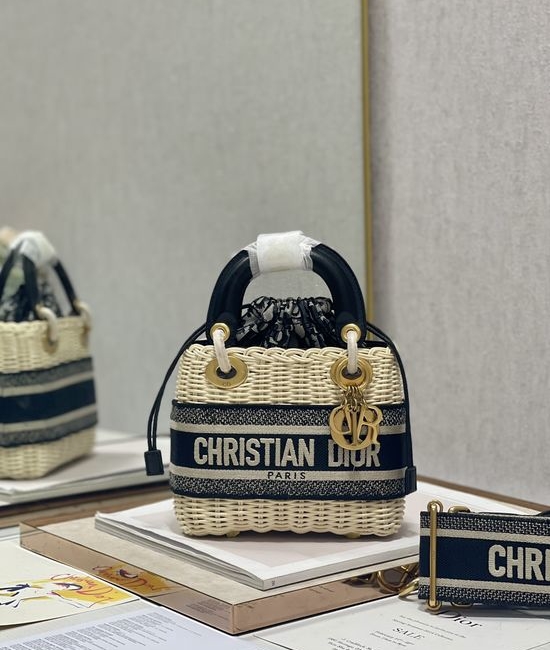 Christian Dior CD Wicker Basket Bag L