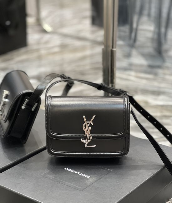 Yves Saint Laurent YSL Solferino Black Silver Buckle Bag 634306