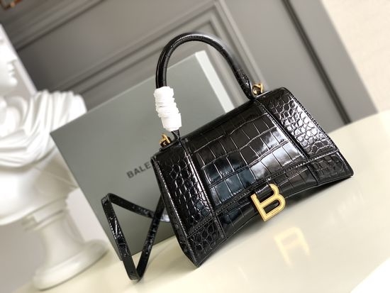 Balenciaga Hourglass Crocodile Pattern Gold Buckle Bag 593546