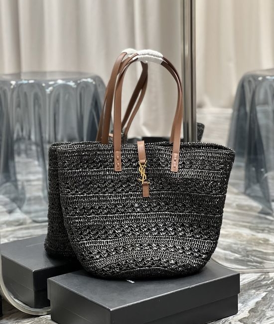 Yves Saint Laurent YSL Large Raffia Woven Tote Bag 688221