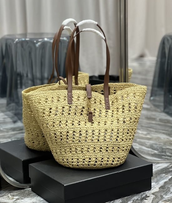 Yves Saint Laurent YSL Large Raffia Woven Tote Bag 688221