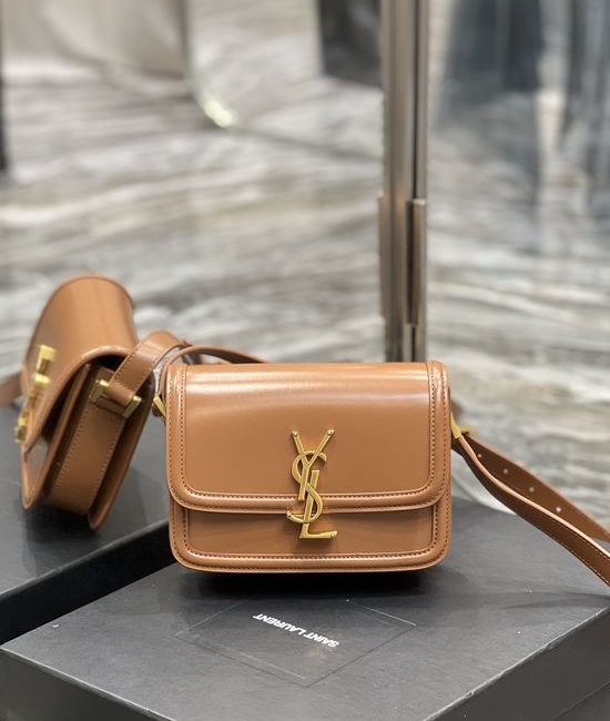 Yves Saint Laurent YSL Solferino Beige Gold Buckle Bag 634306