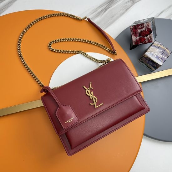 Yves Saint Laurent YSL Sunset Classic Textured Leather Bag 442906.Zx
