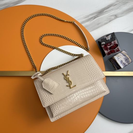 Yves Saint Laurent YSL Sunset Croc-Embossed Bag 442906Zx