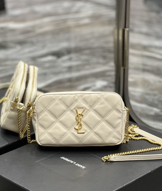 Yves Saint Laurent YSL BECKY Quilted Lambskin Double Zip Clutch Bag 608941