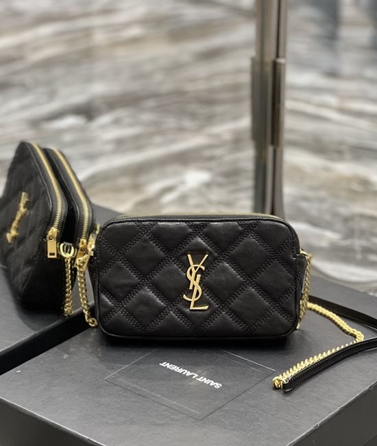 Yves Saint Laurent YSL BECKY Quilted Lambskin Double Zip Clutch Bag 608941