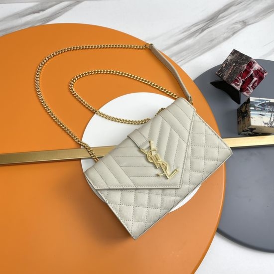 Yves Saint Laurent YSL Quilted Grain Leather Envelope Bag 526286.Zx
