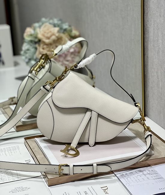 Christian Dior CD Saddle Bag Off White Large 3351