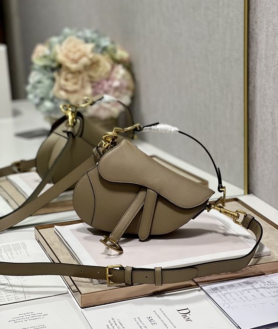 Christian Dior CD Saddle Bag Hazelnut Small Strap 3397