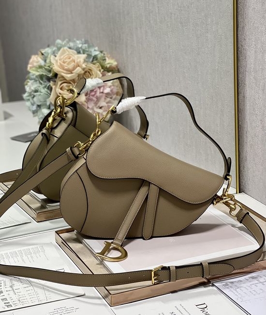 Christian Dior CD Saddle Bag Hazelnut Large Strap 3351