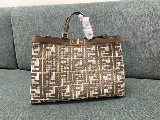 Fendi X-Tote Houndstooth Wool Handbag 674