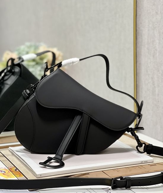 Christian Dior CD Saddle Bag Matte Black Large 9697