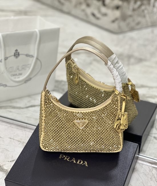 Prada Hobo Rhinestone Shoulder Bag 1NE515