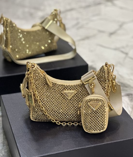 Prada Crystal Embellished Three-in-one Shoulder Bag 1BH204