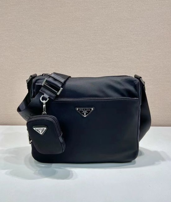 Prada Fabric Shoulder Bag With Detachable Pouch 1BC421