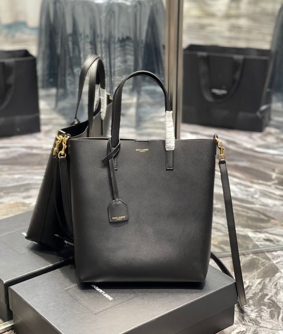 Yves Saint Laurent YSL Shopping Tote Metal Logo Handbag 600307