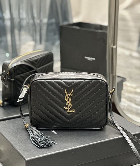 Yves Saint Laurent YSL Lou Camera Bag Black Gold Buckle 520534-1