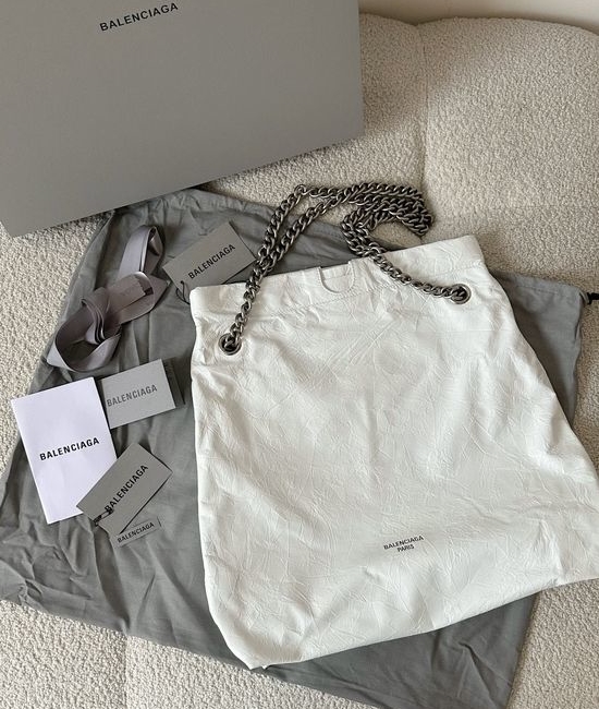 Balenciaga Crush Large Tote Bag Silver 742941