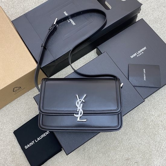 Yves Saint Laurent YSL Solferino Black Tooth Pattern Leather Bag 634305