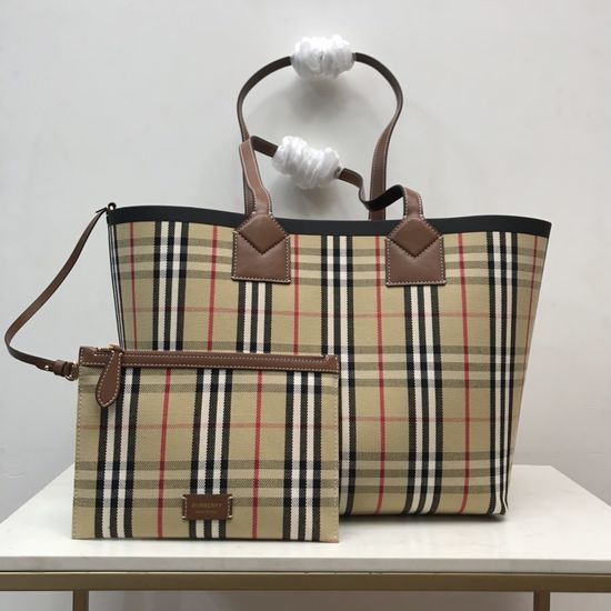 Burberry Check Canvas Tote Bag 80662231