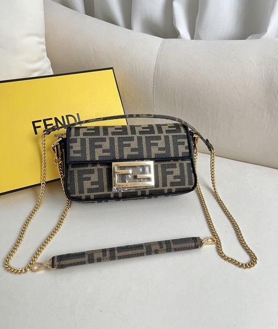 Fendi Baguette Mini Fabric Brown Handbag 102