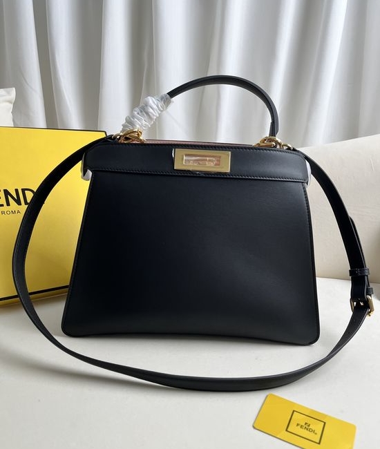 Fendi Peekaboo ISeeU Black Leather Medium Handbag 0230