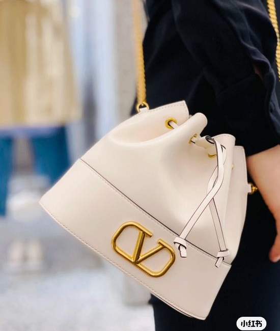 Valentino Mini Lambskin Bucket Bag with Logo 1188
