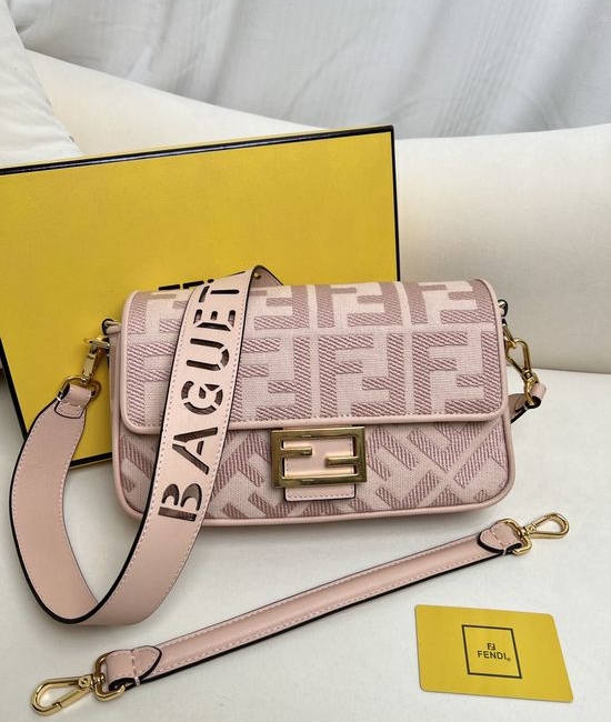 Fendi Baguette Embroidered Canvas Shoulder Bag 5015
