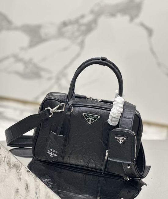 Prada Ruched Lambskin Shoulder Bag 1BB092