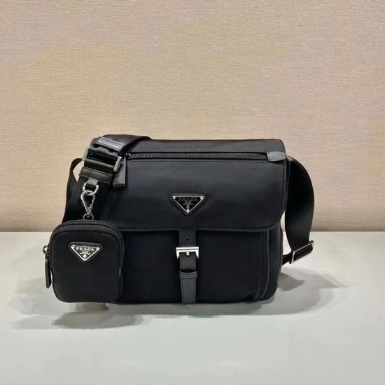 Prada Nylon Saffiano Leather Trim Crossbody Bag 1BD994