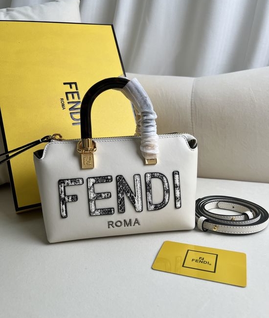 Fendi By The Way Mini White Snakeskin Handbag 8BS067