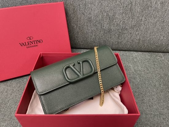 Valentino VLogo Signature Grain Leather Clutch 0093